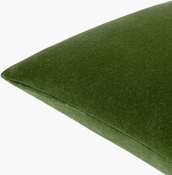 Surya Cotton Velvet Lumbar Pillow 13"L X 19"W – Plush, Minimalist Elegance For Stylish Home Décor Olive Green Cotton,Cotton Cv063-1320d