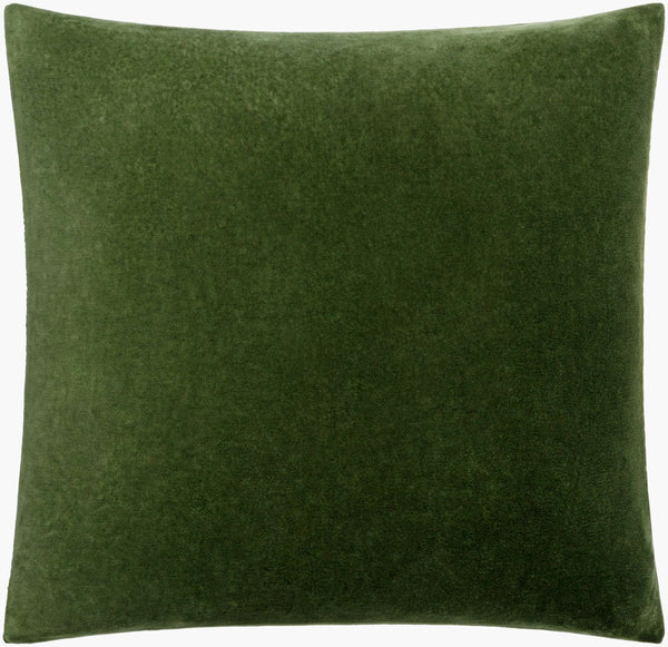 Surya Cotton Velvet Accent Pillow - 18" Plush Decorative Cushion For Modern Home Elegance & Comfort Olive Green Cotton,Cotton Cv063-1818d