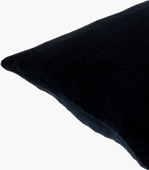 Surya Cotton Velvet Lumbar Pillow 13"L X 19"W – Plush, Minimalist Elegance For Stylish Home Décor Black Cotton,Cotton Cv065-1320p