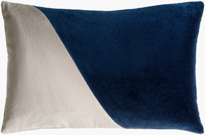 Surya Cotton Velvet Lumbar Pillow 13"L X 19"W – Plush, Minimalist Elegance For Stylish Home Décor Navy Cotton,Cotton Cv066-1320d