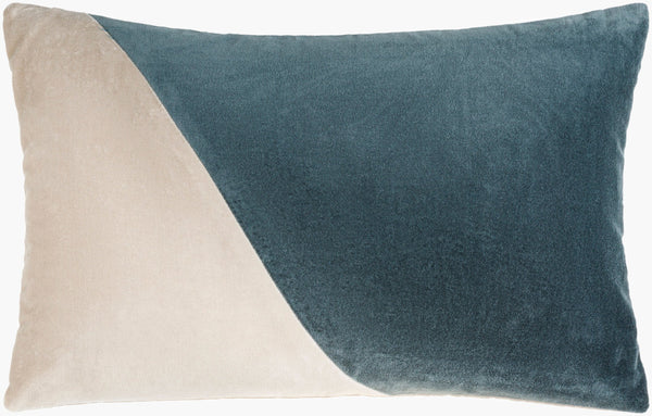 Surya Cotton Velvet Lumbar Pillow 13"L X 19"W – Plush, Minimalist Elegance For Stylish Home Décor Teal Cotton,Cotton Cv067-1320d