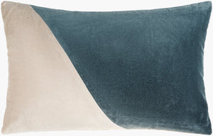 Surya Cotton Velvet Lumbar Pillow 13"L X 19"W – Plush, Minimalist Elegance For Stylish Home Décor Teal Cotton,Cotton Cv067-1320p