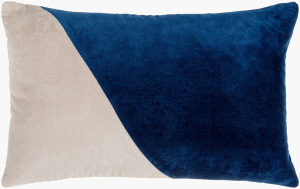 Surya Cotton Velvet Lumbar Pillow 13"L X 19"W – Plush, Minimalist Elegance For Stylish Home Décor Dark Blue Cotton,Cotton Cv068-1320d