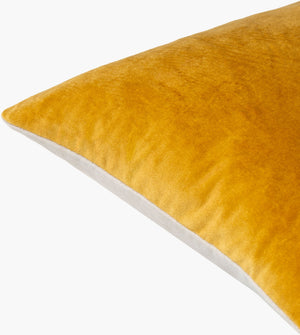 Surya Cotton Velvet Lumbar Pillow 13"L X 19"W – Plush, Minimalist Elegance For Stylish Home Décor Mustard Cotton,Cotton Cv071-1320d