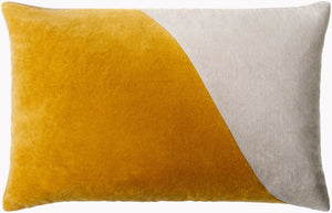 Surya Cotton Velvet Lumbar Pillow 13"L X 19"W – Plush, Minimalist Elegance For Stylish Home Décor Mustard Cotton,Cotton Cv071-1320