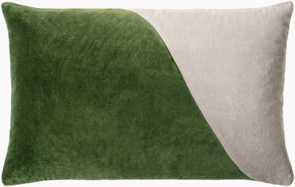 Surya Cotton Velvet Lumbar Pillow 13"L X 19"W – Plush, Minimalist Elegance For Stylish Home Décor Grass Green Cotton,Cotton Cv072-1320p