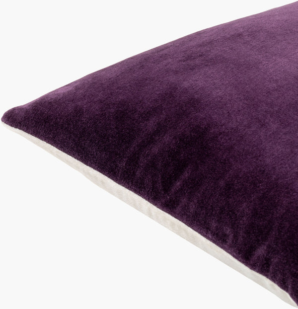 Surya Cotton Velvet Accent Pillow - 18" Plush Decorative Cushion For Modern Home Elegance & Comfort Plum Cotton,Cotton Cv073-2222d