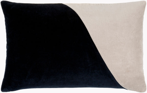 Surya Cotton Velvet Lumbar Pillow 13"L X 19"W – Plush, Minimalist Elegance For Stylish Home Décor Black Cotton,Cotton Cv074-1320d