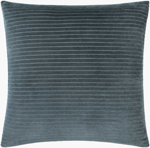 Surya Cotton Velvet Stripes Accent Pillow - 18"X18" Soft Cotton Luxury For Stylish Home Décor And Comfort Deep Teal Cotton,Cotton Cv085-1818