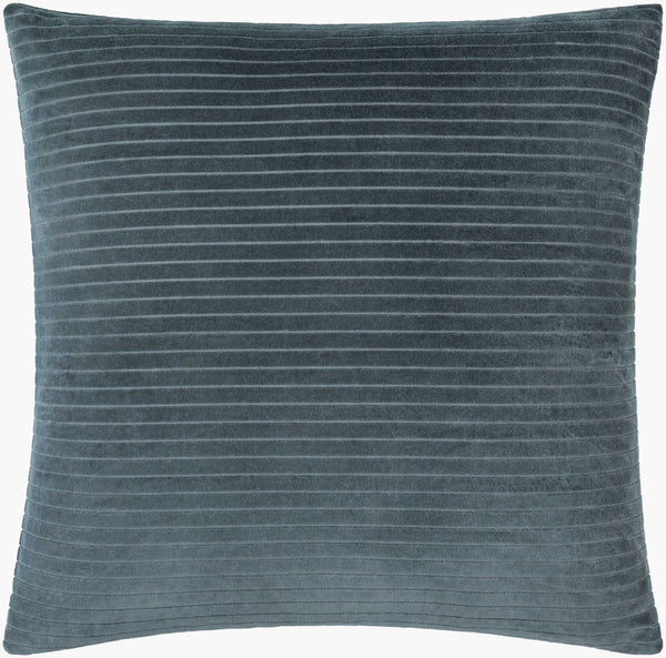 Surya Cotton Velvet Stripes Accent Pillow - 18"X18" Soft Cotton Luxury For Stylish Home Décor And Comfort Deep Teal Cotton,Cotton Cv085-1818