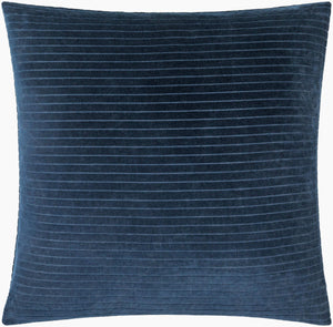 Surya Cotton Velvet Stripes Accent Pillow - 18"X18" Soft Cotton Luxury For Stylish Home Décor And Comfort Navy Cotton,Cotton Cv086-2020p