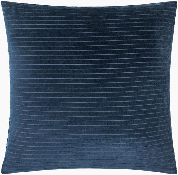 Surya Cotton Velvet Stripes Accent Pillow - 18"X18" Soft Cotton Luxury For Stylish Home Décor And Comfort Navy Cotton,Cotton Cv086-2020p