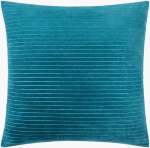 Surya Cotton Velvet Stripes Accent Pillow - 18"X18" Soft Cotton Luxury For Stylish Home Décor And Comfort Deep Teal Cotton,Cotton Cv088-1818