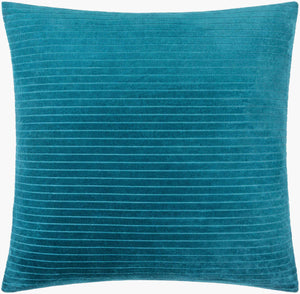 Surya Cotton Velvet Stripes Accent Pillow - 18"X18" Soft Cotton Luxury For Stylish Home Décor And Comfort Deep Teal Cotton,Cotton Cv088-1818