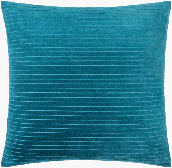 Surya Cotton Velvet Stripes Accent Pillow - 18"X18" Soft Cotton Luxury For Stylish Home Décor And Comfort Deep Teal Cotton,Cotton Cv088-1818