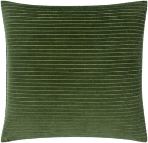 Surya Cotton Velvet Stripes Accent Pillow - 18"X18" Soft Cotton Luxury For Stylish Home Décor And Comfort Olive Cotton,Cotton Cv090-2020d