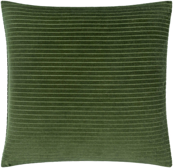 Surya Cotton Velvet Stripes Accent Pillow - 18"X18" Soft Cotton Luxury For Stylish Home Décor And Comfort Olive Cotton,Cotton Cv090-2020d
