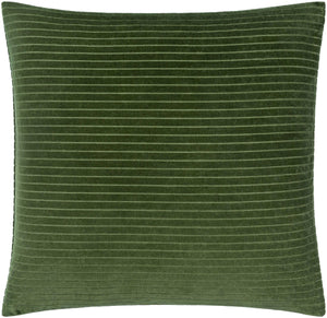 Surya Cotton Velvet Stripes Accent Pillow - 18"X18" Soft Cotton Luxury For Stylish Home Décor And Comfort Olive Cotton,Cotton Cv090-2020d