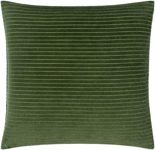 Surya Cotton Velvet Stripes Accent Pillow - 18"X18" Soft Cotton Luxury For Stylish Home Décor And Comfort Olive Cotton,Cotton Cv090-2020d
