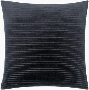 Surya Cotton Velvet Stripes Accent Pillow - 18"X18" Soft Cotton Luxury For Stylish Home Décor And Comfort Ink Blue Cotton,Cotton Cv092-2020
