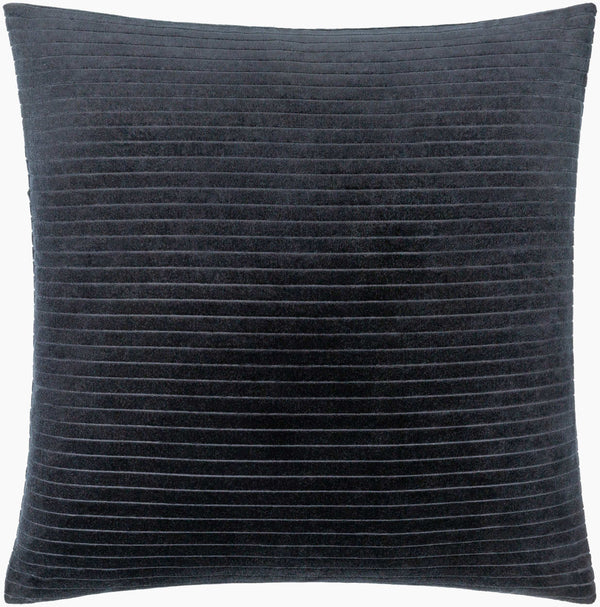 Surya Cotton Velvet Stripes Accent Pillow - 18"X18" Soft Cotton Luxury For Stylish Home Décor And Comfort Ink Blue Cotton,Cotton Cv092-2020