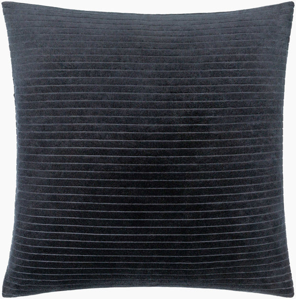 Surya Cotton Velvet Stripes Accent Pillow - 18"X18" Soft Cotton Luxury For Stylish Home Décor And Comfort Ink Blue Cotton,Cotton Cv092-2020