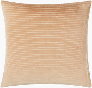 Surya Cotton Velvet Stripes Accent Pillow - 18"X18" Soft Cotton Luxury For Stylish Home Décor And Comfort Tan Cotton,Cotton Cv093-2222p