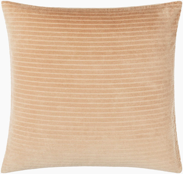 Surya Cotton Velvet Stripes Accent Pillow - 18"X18" Soft Cotton Luxury For Stylish Home Décor And Comfort Tan Cotton,Cotton Cv093-2222p