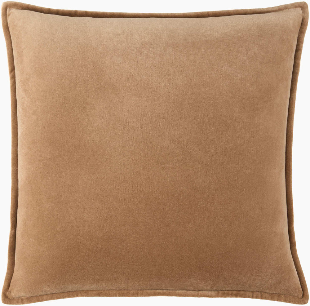 Surya Cotton Velvet Accent Pillow - 18" Plush Decorative Cushion For Modern Home Elegance & Comfort Camel Cotton,Cotton Cv100-2222d