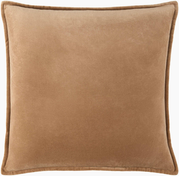 Surya Cotton Velvet Accent Pillow - 18" Plush Decorative Cushion For Modern Home Elegance & Comfort Camel Cotton,Cotton Cv100-1818p