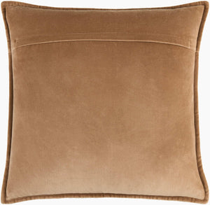 Surya Cotton Velvet Accent Pillow - 18" Plush Decorative Cushion For Modern Home Elegance & Comfort Camel Cotton,Cotton Cv100-2222d