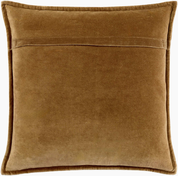Surya Cotton Velvet Accent Pillow - 18" Plush Decorative Cushion For Modern Home Elegance & Comfort 'Camel Cotton,Cotton Cv101-2222d