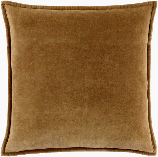 Surya Cotton Velvet Accent Pillow - 18" Plush Decorative Cushion For Modern Home Elegance & Comfort 'Camel Cotton,Cotton Cv101-1818