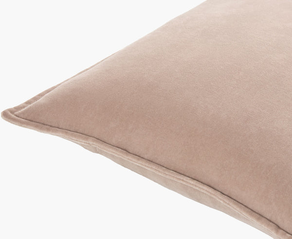 Surya Cotton Velvet Accent Pillow - 18" Plush Decorative Cushion For Modern Home Elegance & Comfort Beige Cotton,Cotton Cv102-1818d