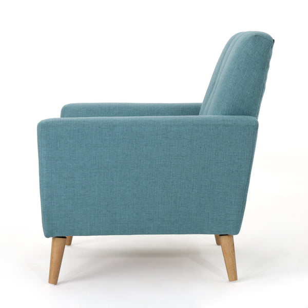English Elm Christopher Knight Home® - Mid Mid Century Fabric Club Chair with Channel Stitching, Tufted Cushion, Plush Polyester Comfort Blue 33 L x 29.75 W x 18 H 62223.00BLU