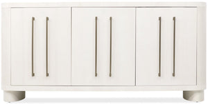 Hooker Furniture Melange Bow-Front Credenza In Crisp White Figured Maple Veneer — 72" Storage Console W/ Soft-Close Doors 628-75010-05