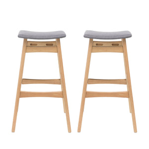 English Elm Christopher Knight Home® - Bar Stool - Mid-Century Modern Dark Grey Upholstered Seat With Stylish Wood Legs For Comfort & Elegance 58922.00OAK