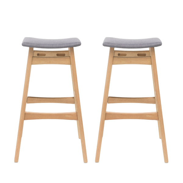 English Elm Christopher Knight Home® - Bar Stool - Mid-Century Modern Dark Grey Upholstered Seat With Stylish Wood Legs For Comfort & Elegance 58922.00OAK