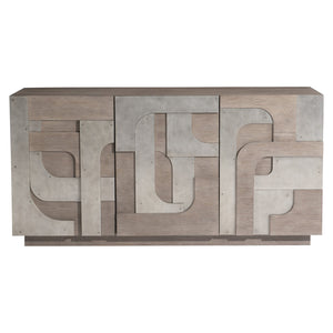 Bernhardt Bernhardt Azlin Buffet With Geometric Aluminum Overlays, Chai Oak & Steel Dust Accents, Push-Open Storage 328132