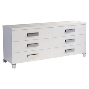 Bernhardt Bernhardt Coro Dresser In Azucar Finish With Polished Stainless Accents, 6 Soft-Close Drawers, 76" Wide 316052
