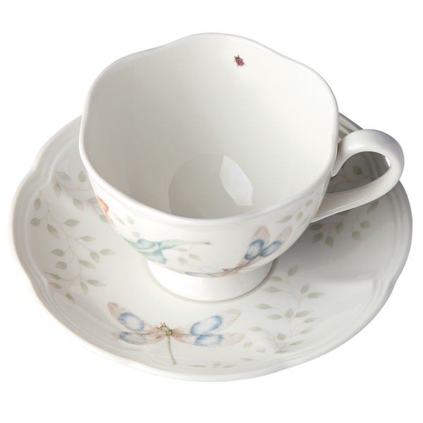 Lenox Butterfly Meadow Dragonfly Cup and Saucer Multi, WHITE PORCELAIN 812101