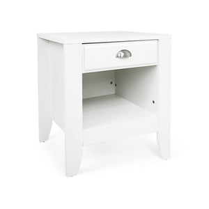 English Elm Christopher Knight Home® - Modern Nightstand with Drawer and Open Cubby, Faux Wood Mid Century Bedside Table, 2-Tier Storage Nightstand for Bedrooms, 21"W x 24.4"H White 70949.00WHI