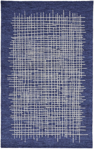 Feizy Rugs Maddox Hand-tufted Wool Abstract Rug In Soft Neutrals And Deep Blues For Contemporary Spaces Blue,Ivory Wool Mdx8630fnvy000e10