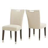 Homelegance By Top-Line Harmonn Heathered Weave Parsons Dining Chairs (Set of 2) Beige Rubberwood