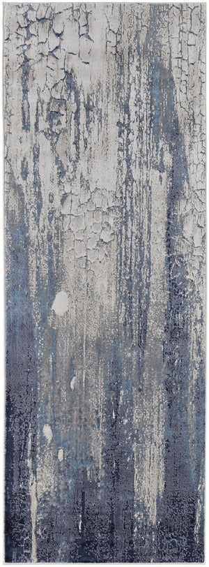 Feizy Rugs Ind39h2f Indio Modern Abstract Rug – Durable, Low Pile Design In Earthy Tones For Stylish Home Décor Ivory,Blue,Black Polyester,Polypropylene Ind39h2fblubgei71