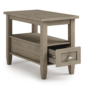 English Elm Warm Solid Wood 14" Wide Transitional Side Table In Distressed Grey - Ideal For Small Spaces & Storage B136P159661-GIGA