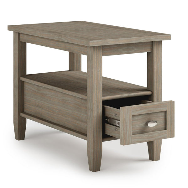 English Elm Warm Solid Wood 14" Wide Transitional Side Table In Distressed Grey - Ideal For Small Spaces & Storage B136P159661-GIGA
