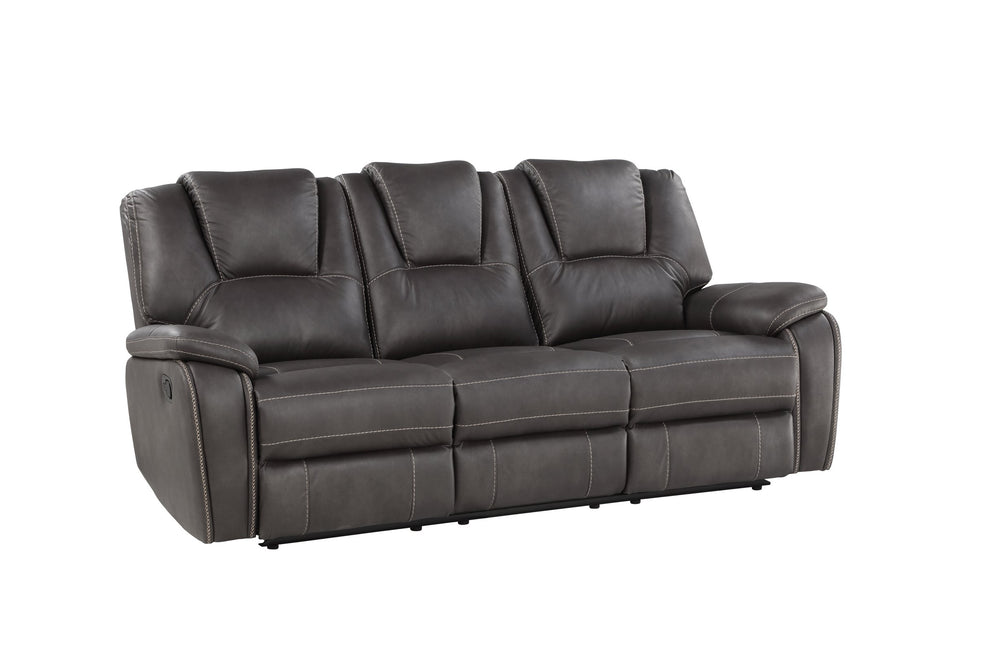 English Elm Steve Silver - Katrine Charcoal PU Manual Sofa with Reclining Ends, Faux Leather, Padded Arms & Headrest Comfort B081P157066