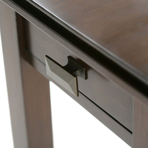 English Elm Artisan Narrow Side Table - Handcrafted Russet Brown Wood With Smooth Drawer For Small Spaces B136P159465
