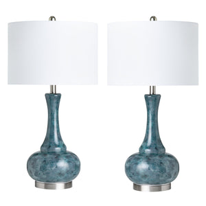 Crestview Collection Transitional Table Lamp - Elegant Genie Bottle Design In Teal & Gray With White Linen Shade   Cvabs2289